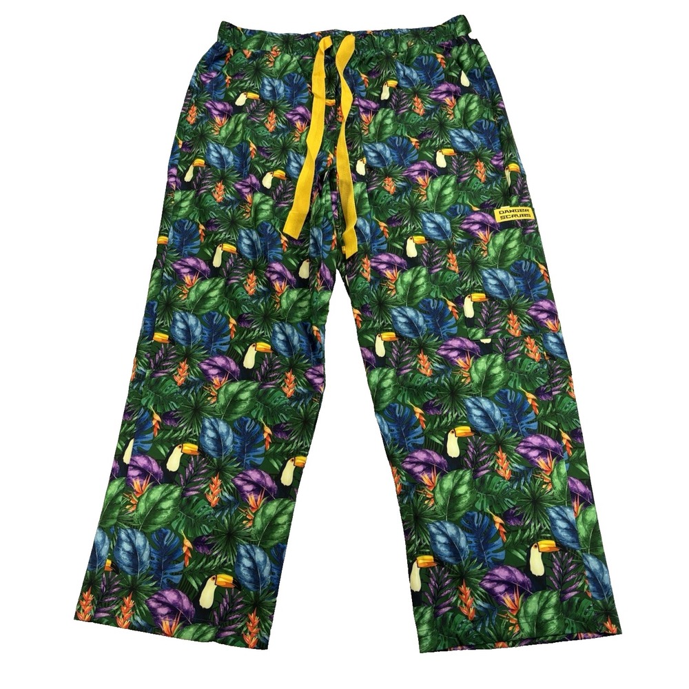 Danger Scrubs Unisex Large Colorful Pants Medical Nursing Unique Statement‎ Fun